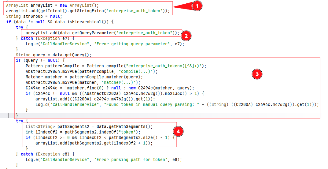 Parsing `enterprise_auth_token` or `token` and adding to arrayList